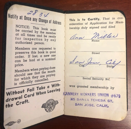 Ann Ravel Teamster Card